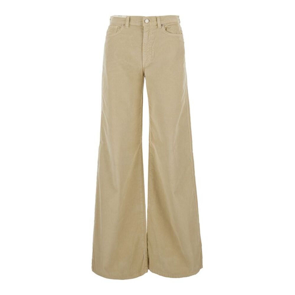 Pt Torino Women 'Cindy' Beige Pants With Logo Patch On The Back In Velvet Women